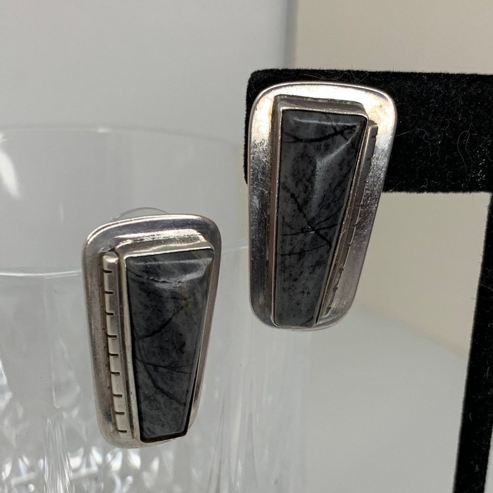 Sun West Silver Co. Sterling Picaso Jasper Statement Earrings